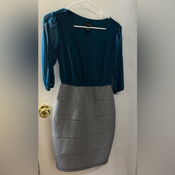 Enfocus Studio Teal and Gray Mini Skirt - Picture 1 of 4